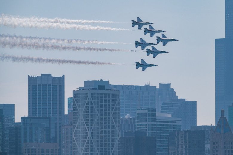 Chicago Air and Water Show 2026 featuring fighter jets flying over the Chicago lakefront