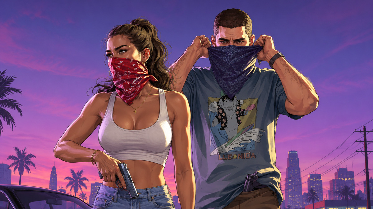 GTA 6 gameplay preview on Netflix showing Jason Duval and Lucia Camino in Leonida