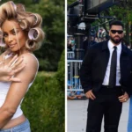 Ciara pregnant with her fifth baby alongside Russell Wilson, showing her baby bump with four children’s personalized shirts and a blank baby onesie.
