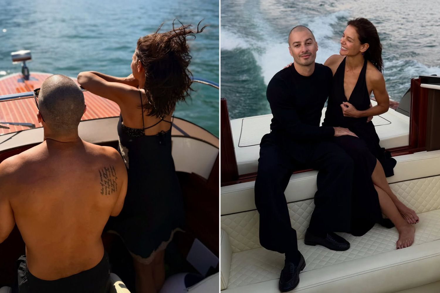 Katie Holmes Jason Yarmosky smiling together during their romantic Lake Como vacation in Italy.