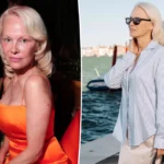 Pamela Anderson discusses her hepatitis C diagnosis, 10-year prognosis, treatment journey and recovery at the 2026 amfAR Gala Venezia.