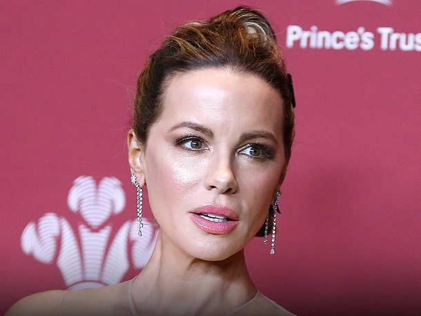 Kate Beckinsale Instagram post featuring a black background and the word “bye”
