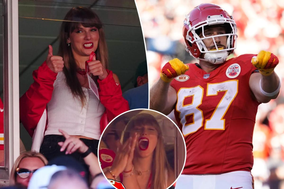 Taylor Swift at a Chiefs game supporting Travis Kelce at Arrowhead Stadium