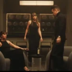 Dakota Johnson, Taylor Swift and Colin Farrell in the ‘Patient Zero’ music video. Credit : CBS