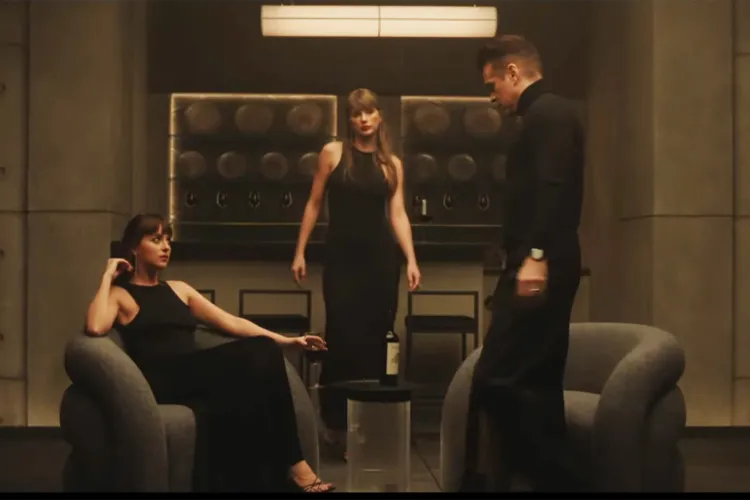 Dakota Johnson, Taylor Swift and Colin Farrell in the ‘Patient Zero’ music video. Credit : CBS