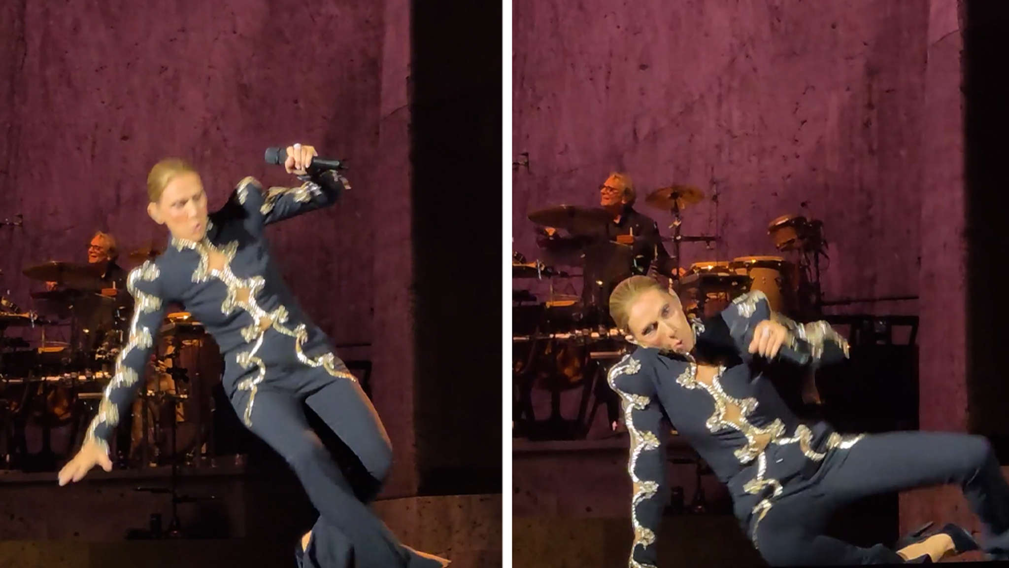Céline Dion Falls on Stage During Paris Comeback Concert